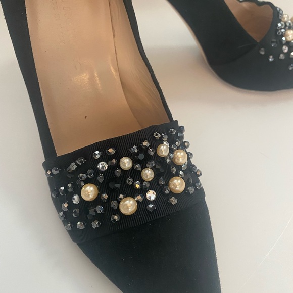 Club Mónaco Black Suede Heels. Made in Italy. Real leather. - Picture 5 of 9